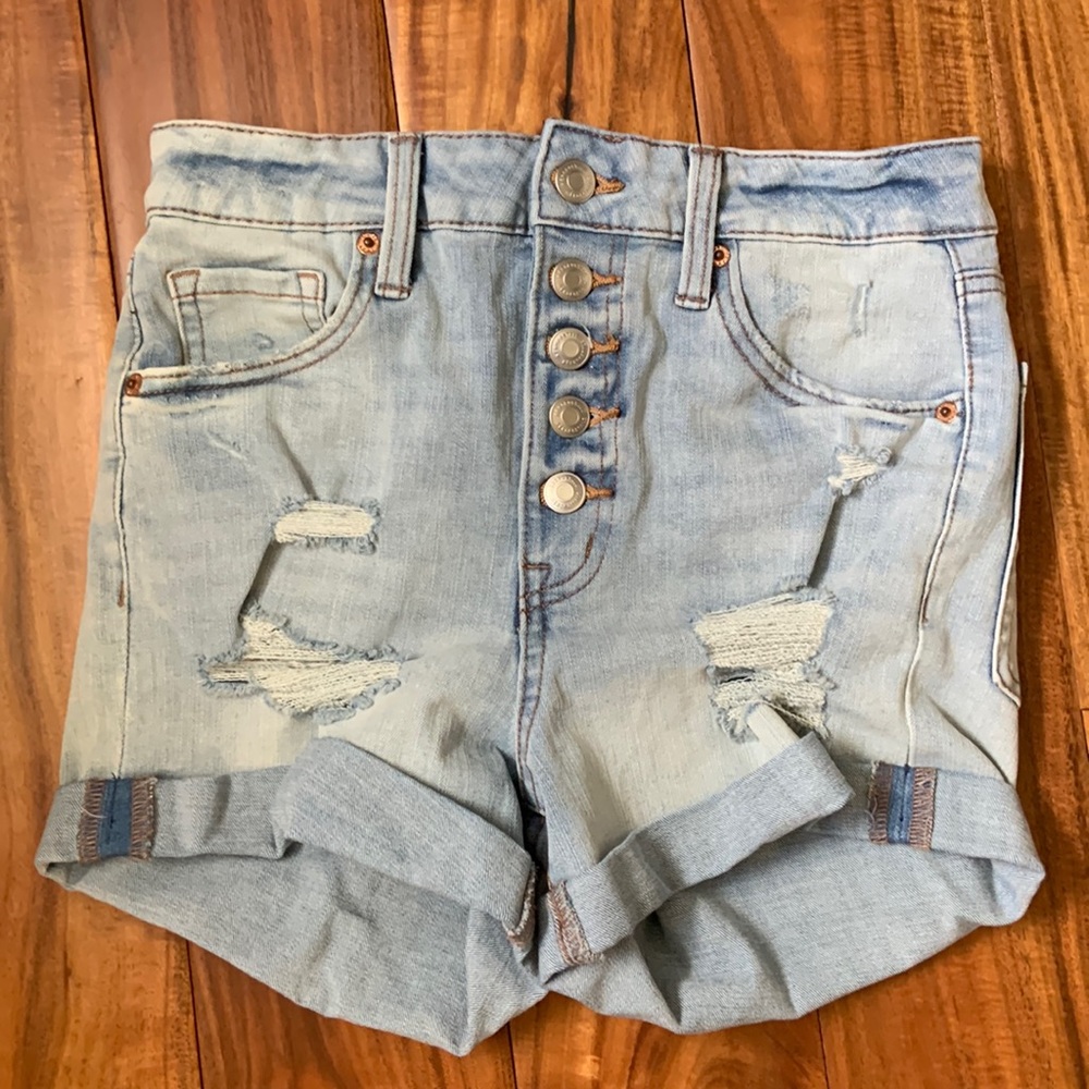 Aeropostale women’s ladies girls jean denim shorts high rise EUC size 6